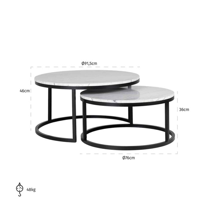 7051 - Salontafel Lexington set van 2 (White)