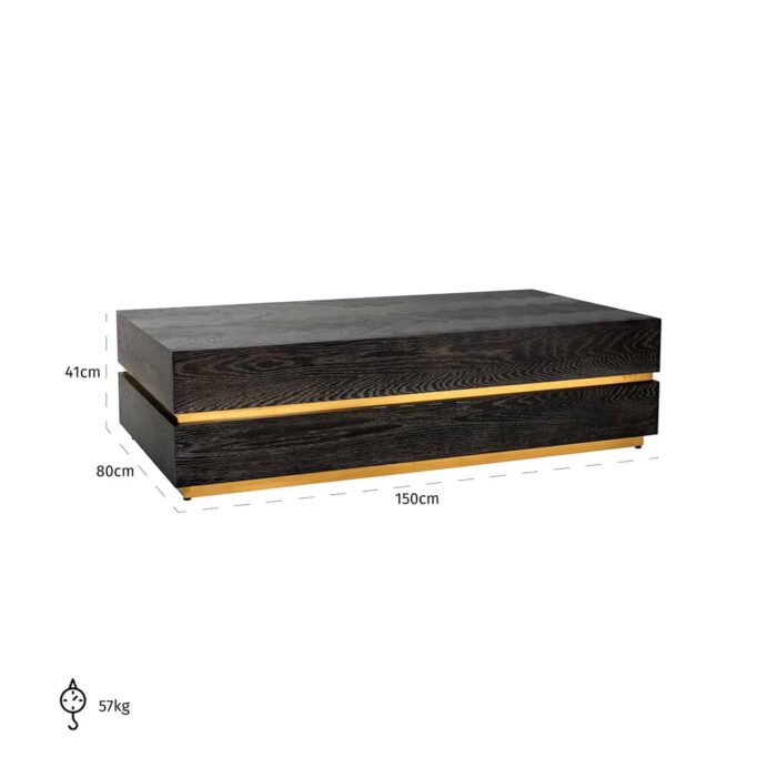 7447 - Salontafel Blackbone gold 150x80 (Block) (Black)