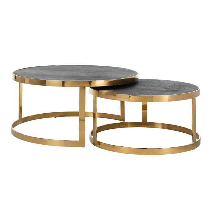 7465 - Salontafel Blackbone gold set van 2  (Black)