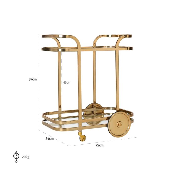 9421 - Trolley X.O. goud met glas (Gold)