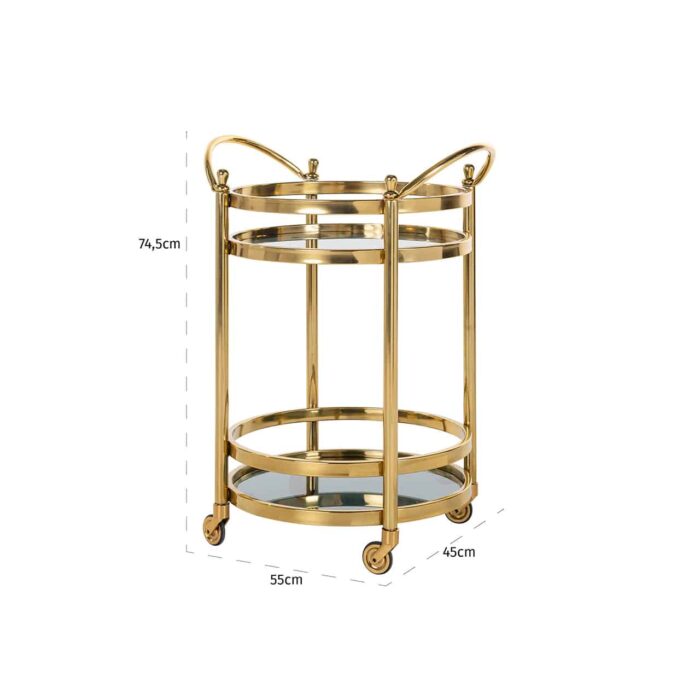 9422 - Trolley Hendricks rond goud met glas (Gold)