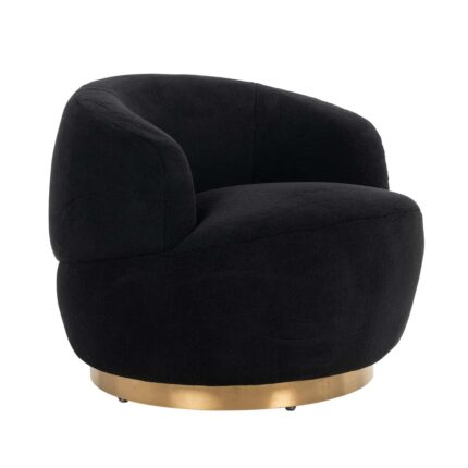 S4489 BLACK - Draaifauteuil Teddy Black teddy / Brushed gold