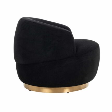 S4489 BLACK - Draaifauteuil Teddy Black teddy / Brushed gold