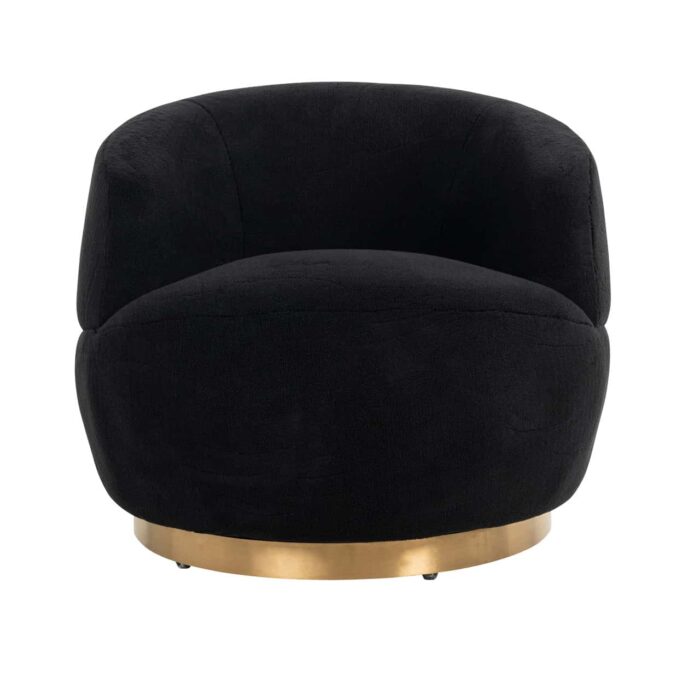 S4489 BLACK - Draaifauteuil Teddy Black teddy / Brushed gold