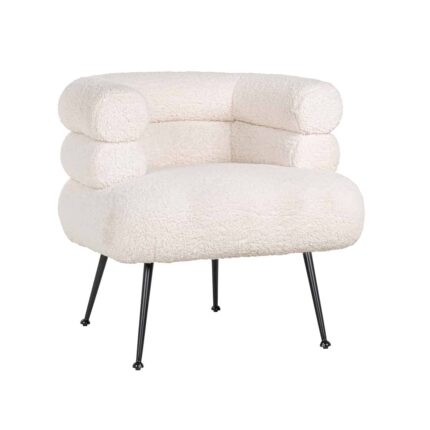 S4520 WHITE - Fauteuil Amelia White Faux Sheep / Black (Faux Sheep 313-2)