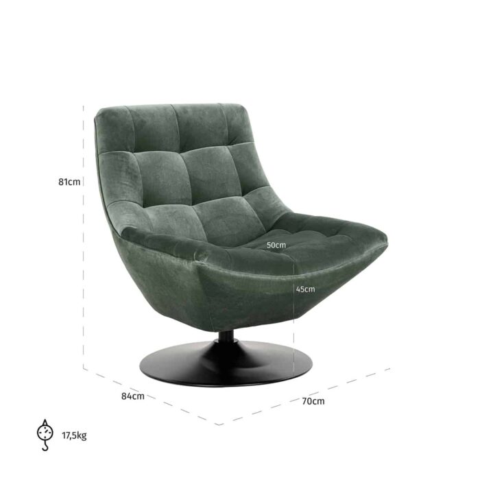 S5128 JADE VELVET - Draaifauteuil Richelle Jade Velvet (Genova 504 Jade)