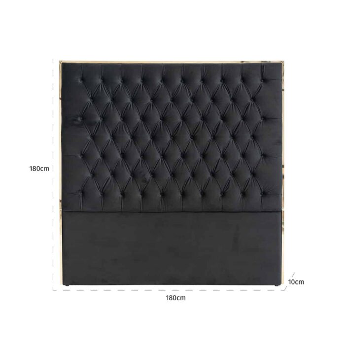 S6003 BLACK VELVET - Hoofdbord Lowell 180x180 Black velvet / goud (Gold)